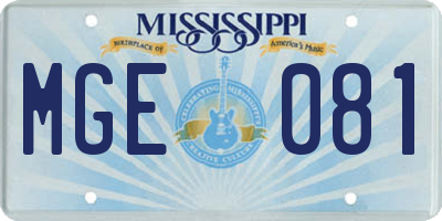 MS license plate MGE081