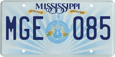 MS license plate MGE085