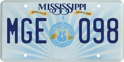 MS license plate MGE098