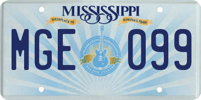 MS license plate MGE099