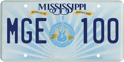MS license plate MGE100