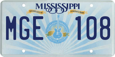 MS license plate MGE108