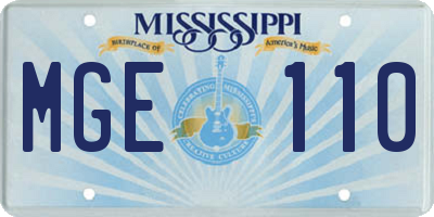 MS license plate MGE110