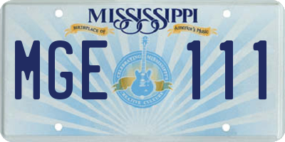 MS license plate MGE111