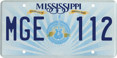 MS license plate MGE112