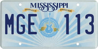 MS license plate MGE113