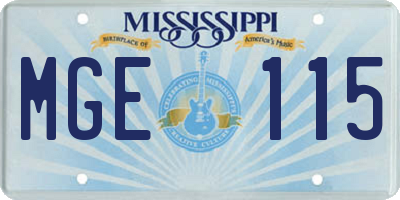 MS license plate MGE115