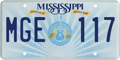 MS license plate MGE117