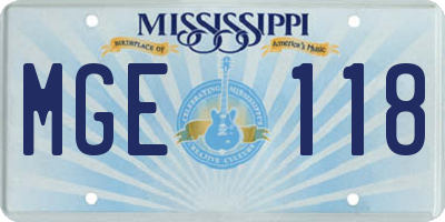 MS license plate MGE118