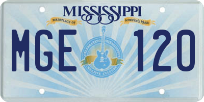 MS license plate MGE120
