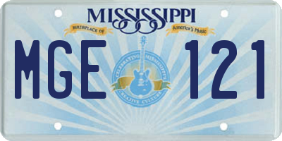 MS license plate MGE121