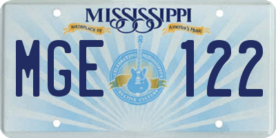 MS license plate MGE122
