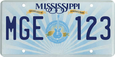 MS license plate MGE123