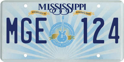 MS license plate MGE124