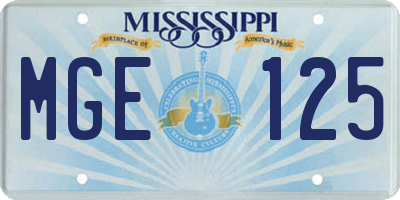 MS license plate MGE125