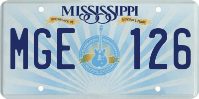 MS license plate MGE126