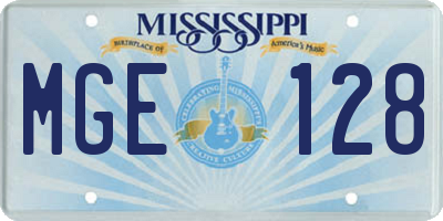 MS license plate MGE128