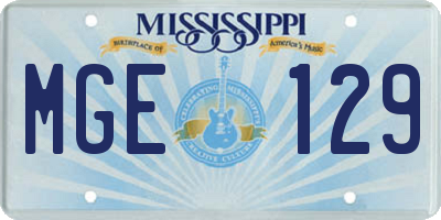MS license plate MGE129