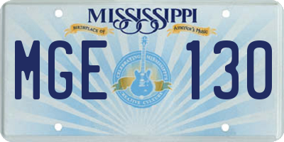 MS license plate MGE130