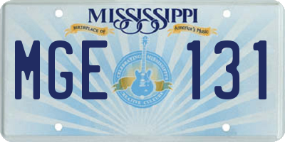 MS license plate MGE131