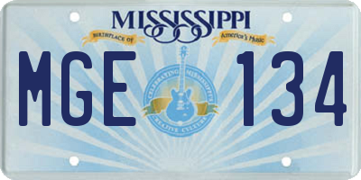 MS license plate MGE134