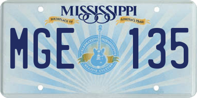 MS license plate MGE135