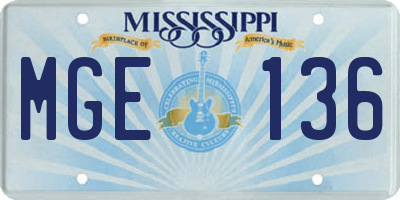 MS license plate MGE136