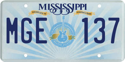 MS license plate MGE137