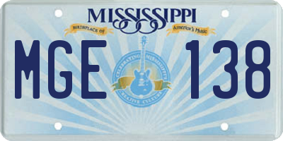 MS license plate MGE138