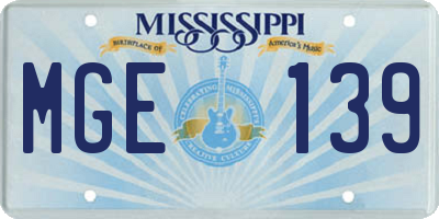 MS license plate MGE139