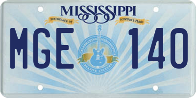MS license plate MGE140