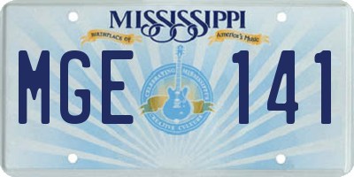 MS license plate MGE141