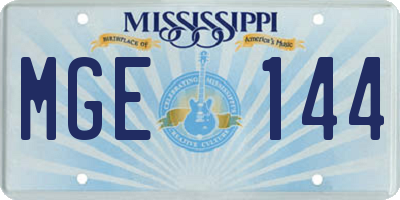 MS license plate MGE144
