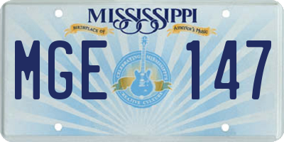 MS license plate MGE147