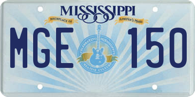 MS license plate MGE150