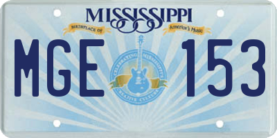 MS license plate MGE153