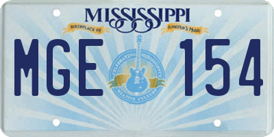 MS license plate MGE154