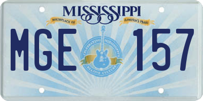 MS license plate MGE157