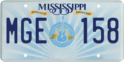 MS license plate MGE158