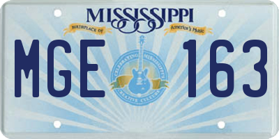 MS license plate MGE163