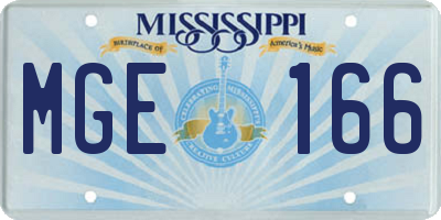 MS license plate MGE166