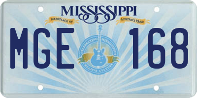 MS license plate MGE168