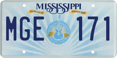 MS license plate MGE171
