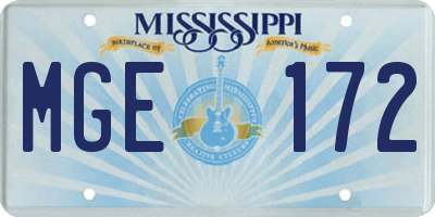 MS license plate MGE172