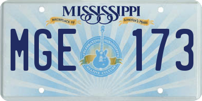 MS license plate MGE173
