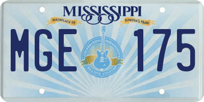 MS license plate MGE175