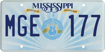 MS license plate MGE177