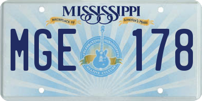 MS license plate MGE178