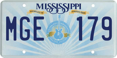 MS license plate MGE179