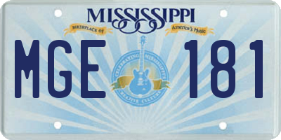 MS license plate MGE181